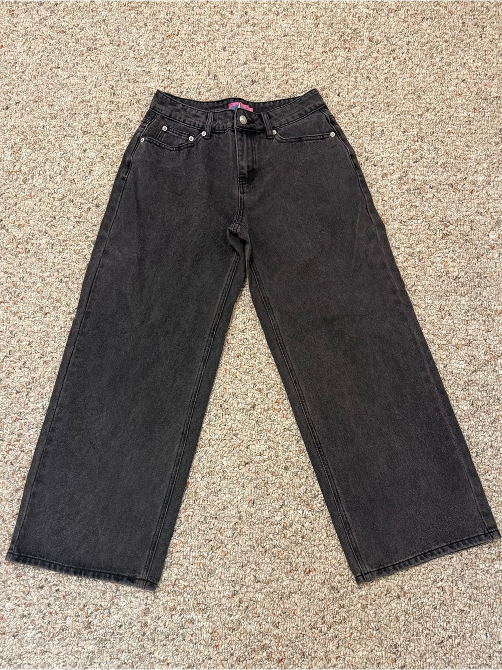 Edikted Petite Black Raelynn Washed Low Rise Baggy Denim Jeans S15782 Size Small
